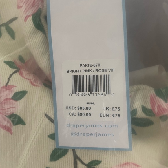 Draper James Paige Pink Floral Canvas Tote with Wooden Handles NWT - Picture 5 of 7